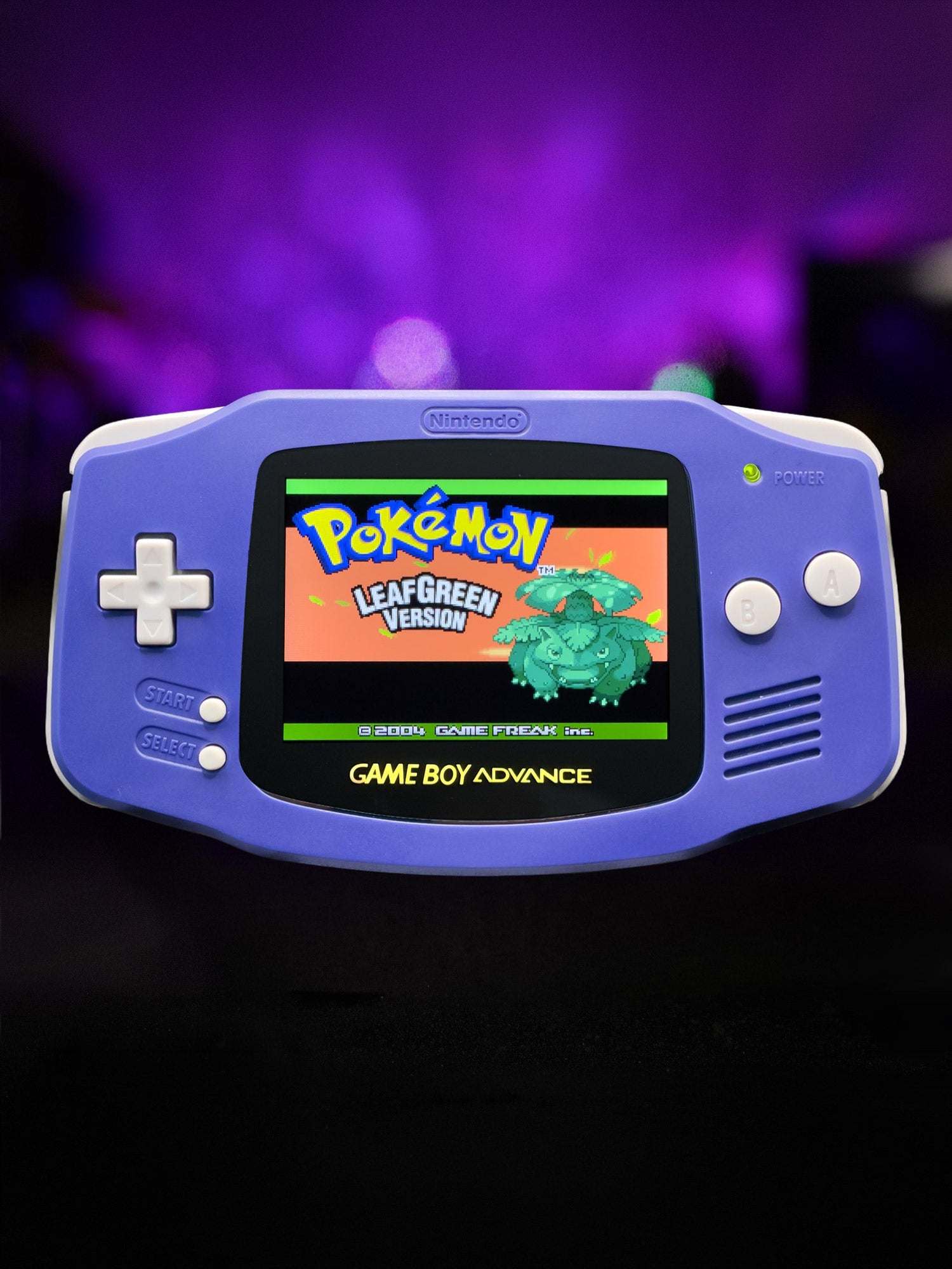 Refurbished Classic Indigo Gameboy Advance with bright IPS V5 backlit screen and built-in headphone jack
