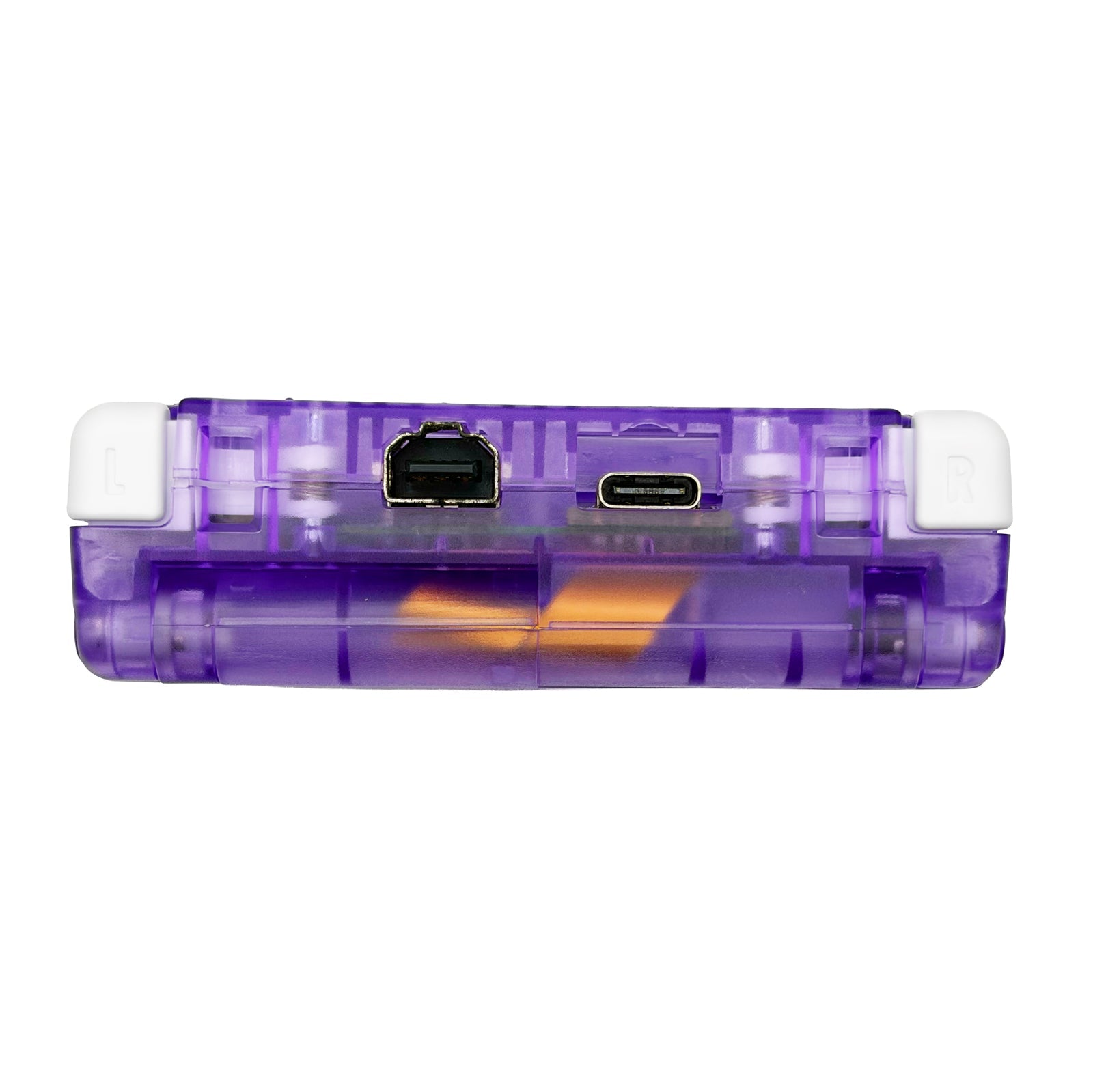 Game Boy Advance SP Mewtwo Edition handheld console with Cerulean Cave artwork and IPS V5 backlit screen