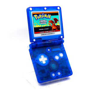 Blastoise edition transparent blue Game Boy Advance SP with IPS V5 screen