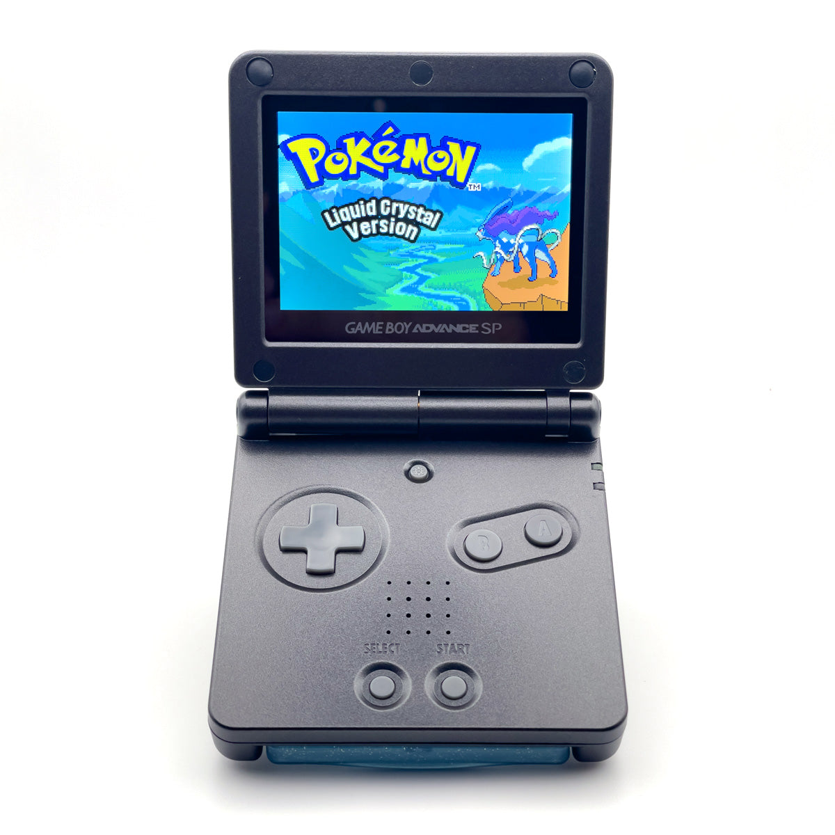 Game Boy Advance SP Stealth Black Edition with IPS V5 backlit display and rechargeable battery