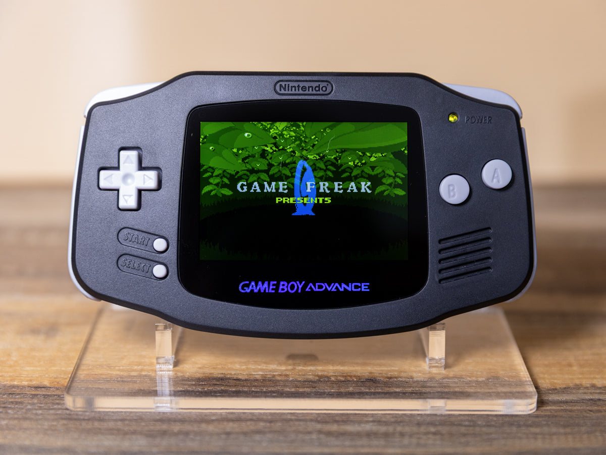 Refurbished Slate Grey Game Boy Advance with 2025 IPS V5 backlit display and ergonomic design