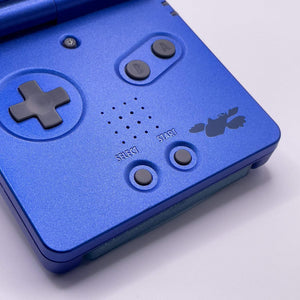 Game Boy Advance SP Kyogre Edition with ocean blue shell and IPS V5 screen