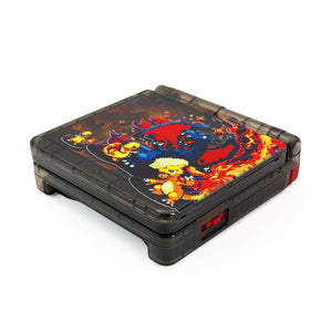Game Boy Advance SP Shiny Charizard Evolution Edition handheld console with custom artwork