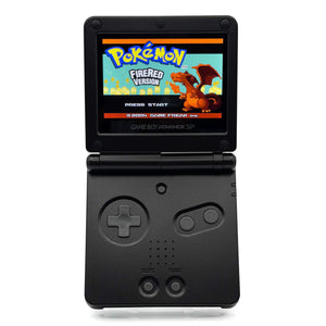 Matte black Game Boy Advance SP with IPS V5 backlit screen