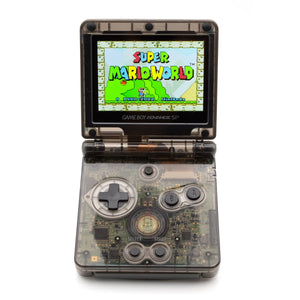 Game Boy Advance SP Transparent Black Edition showing internal hardware
