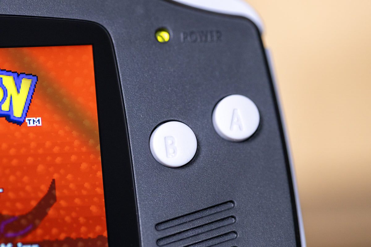 Refurbished Slate Grey Game Boy Advance with 2025 IPS V5 backlit screen and ergonomic design