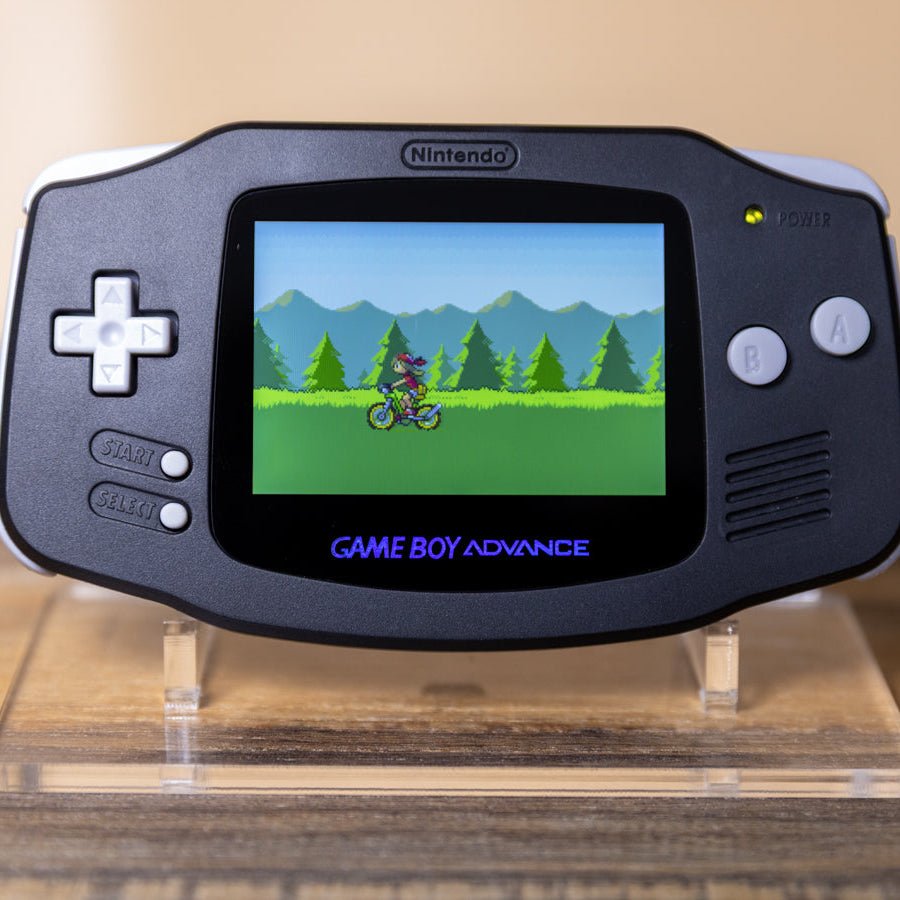 Refurbished black grey Nintendo Game Boy Advance with 2025 IPS backlit display and ergonomic design