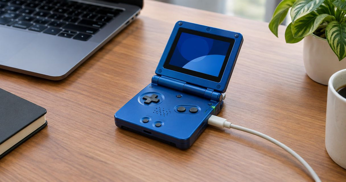 How long does a Game Boy Advance SP take to fully charge via USB-C?