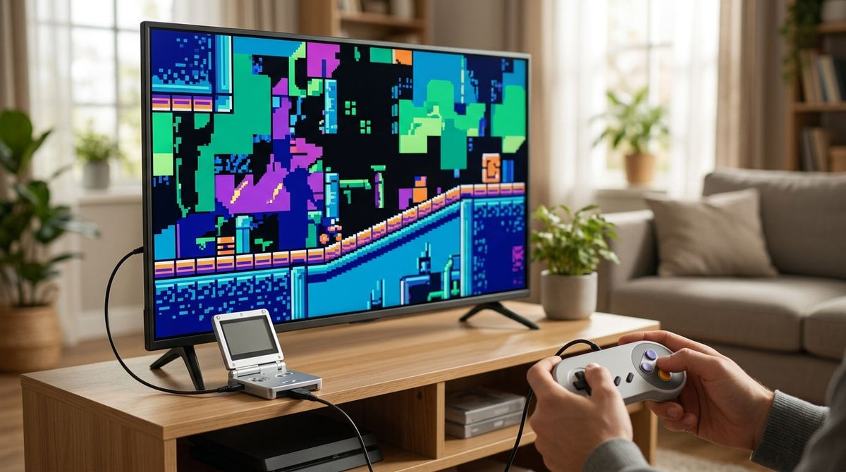 Can a Game Boy Advance SP connect to a TV for bigger screen play?