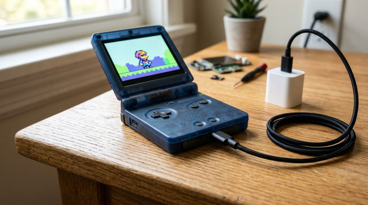 Charging a modded Game Boy Advance SP with any USB-C charger