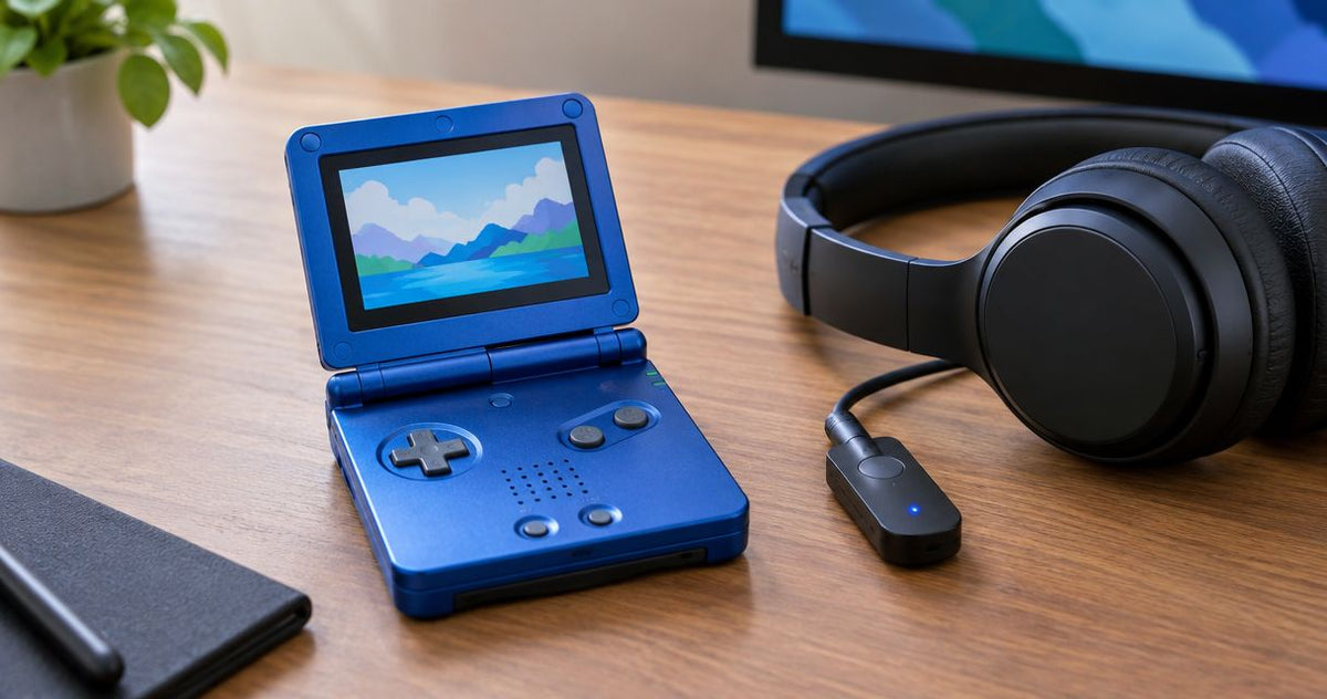 Connecting a Game Boy Advance SP to a Bluetooth headphone adapter