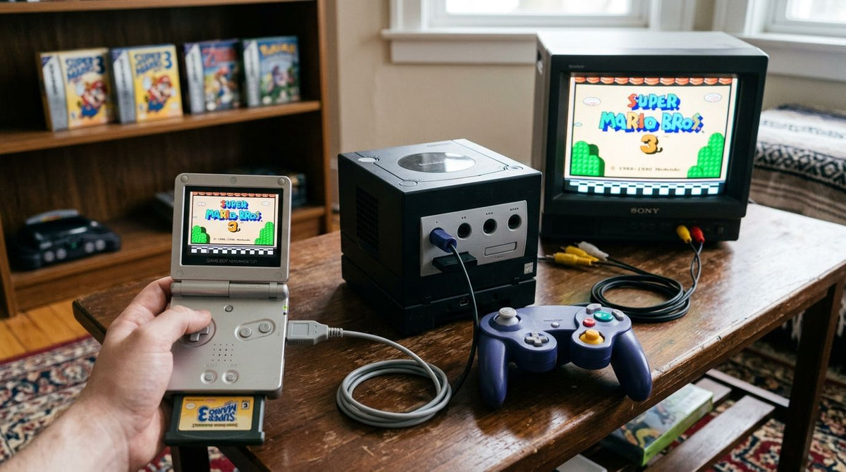 Connecting a Game Boy Advance SP to a GameCube with Game Boy Player