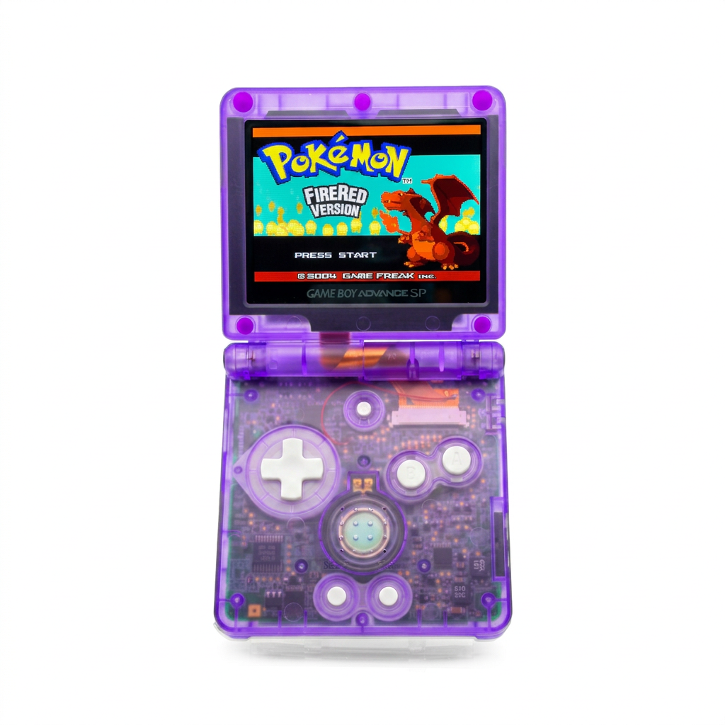Mewtwo Edition Game Boy Advance SP with Cerulean Cave artwork and IPS V5 backlit display
