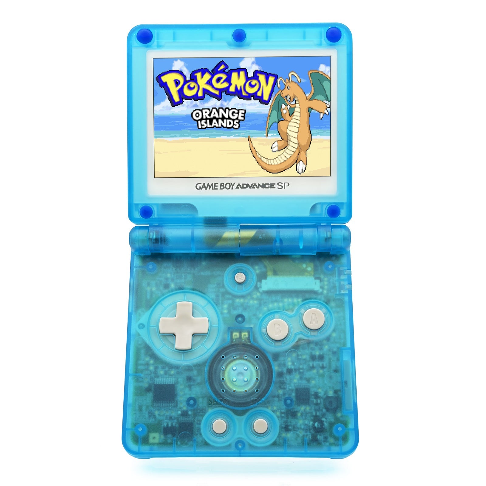Game Boy Advance SP Dragonite Edition with IPS V5 display and Dratini evolution artwork