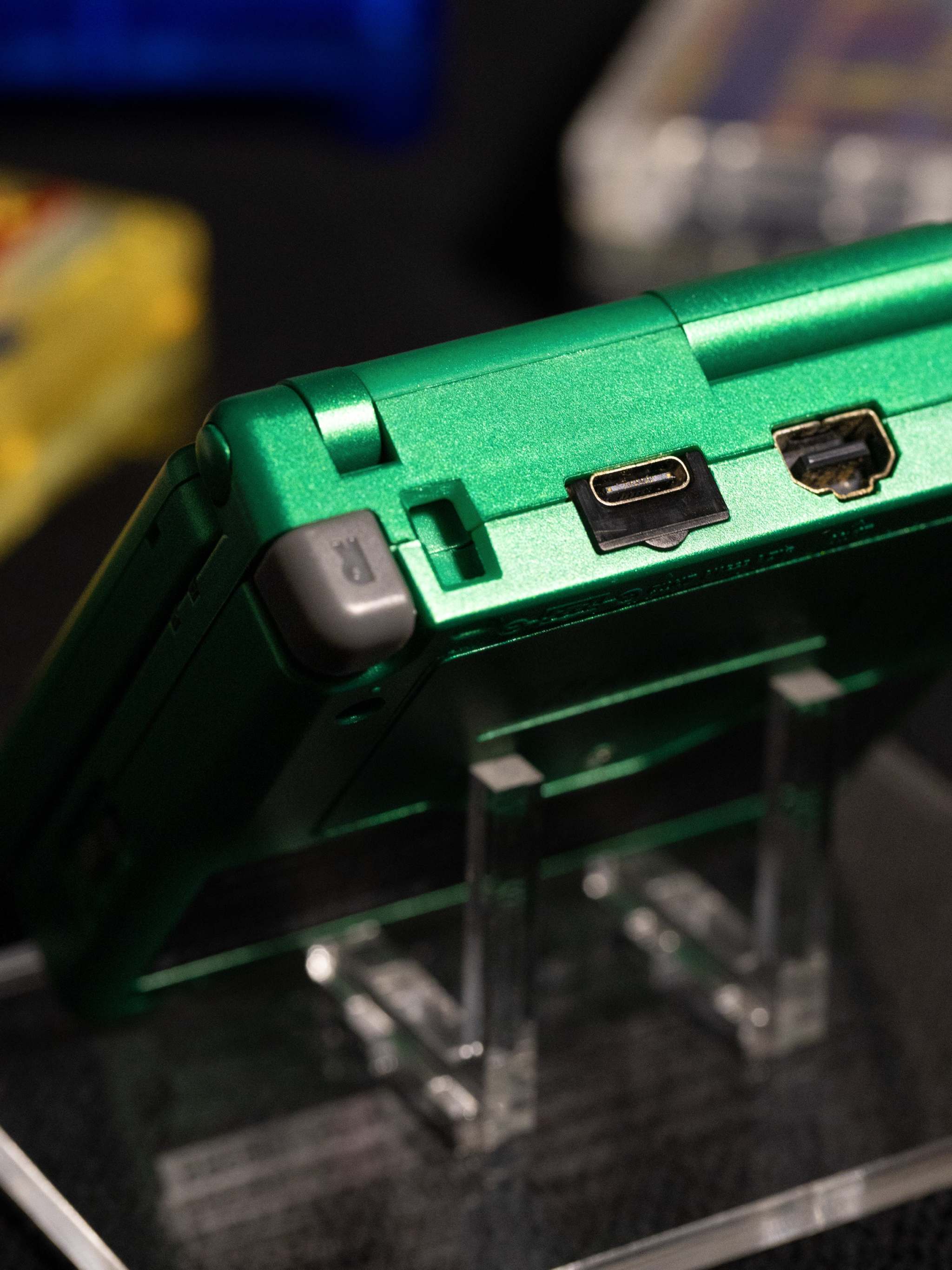 Custom Game Boy Advance SP Rayquaza Edition with IPS V5 backlit screen and genuine Nintendo motherboard.