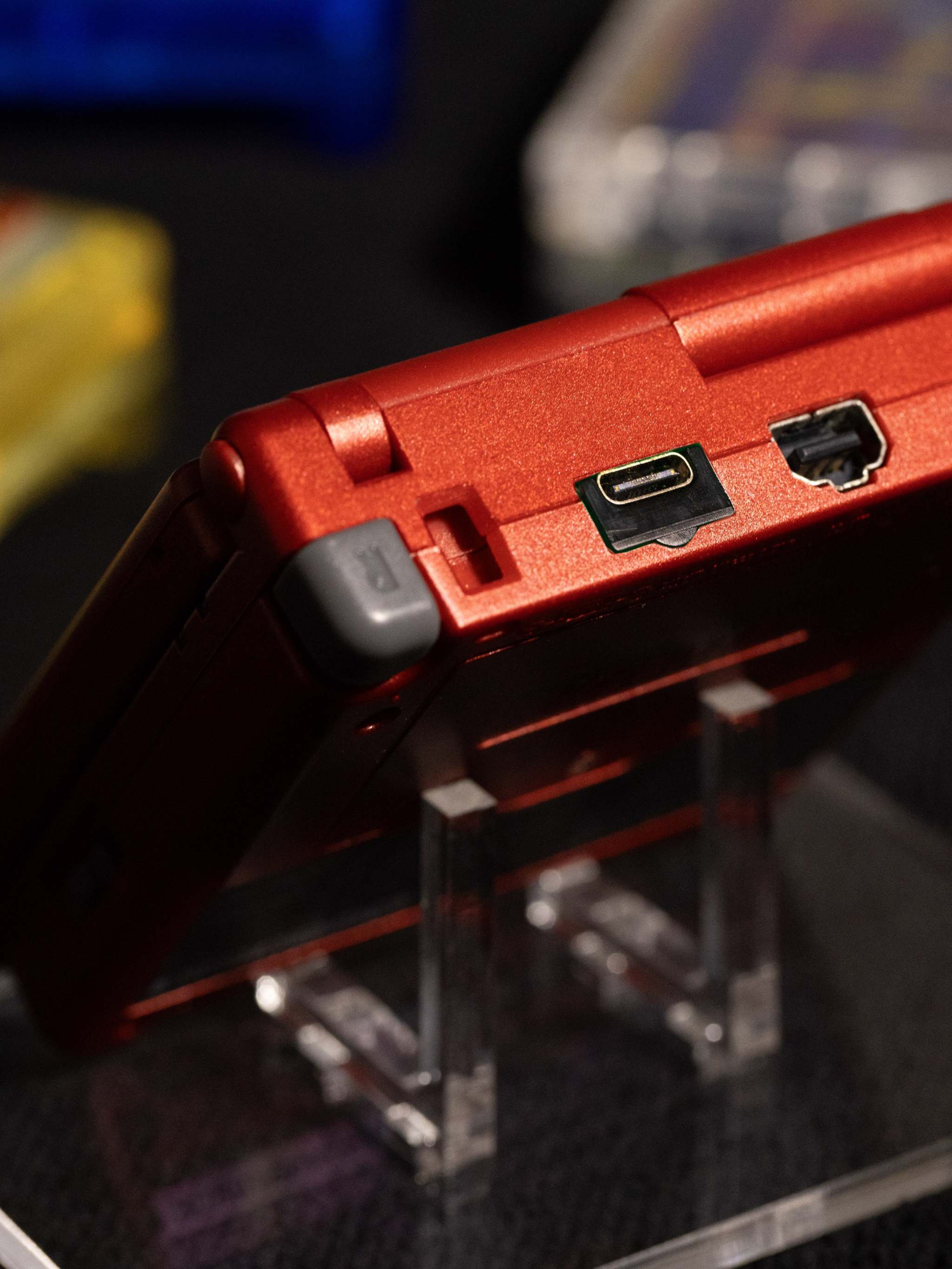 Refurbished Game Boy Advance SP Groudon Edition with volcanic red shell and IPS V5 backlit screen