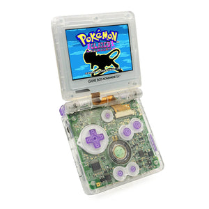 Ancient Mew Edition Game Boy Advance SP with cosmic design and IPS V5 display