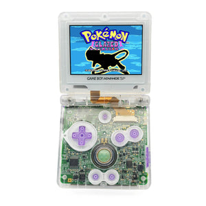 Ancient Mew Edition Game Boy Advance SP with transparent shell and IPS display