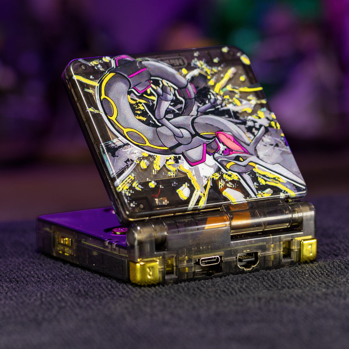 Game Boy Advance SP - Premium Dark Rayquaza Design - Retro Fit