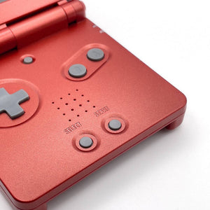 Custom Charmander Pokémon Game Boy Advance SP with deep red shell and IPS V5 backlit display