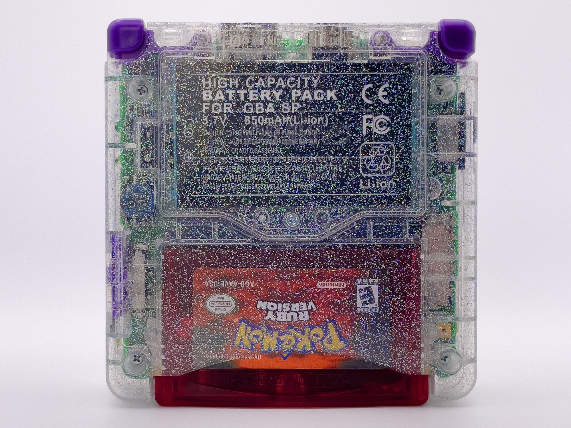 Game Boy Advance SP – Crystal Clear Glitter Edition - Retro Fit