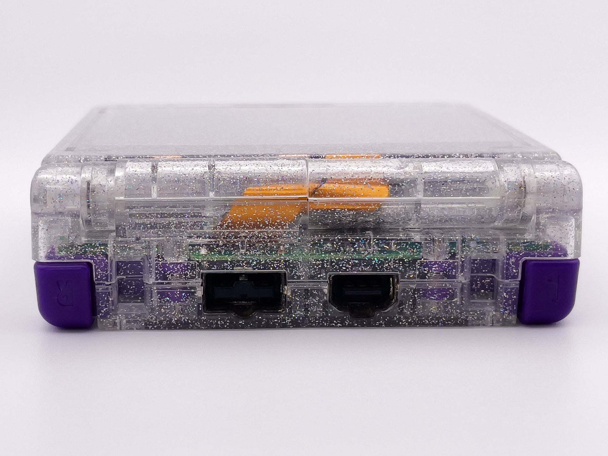 Refurbished Game Boy Advance SP Crystal Clear Glitter Edition with purple buttons