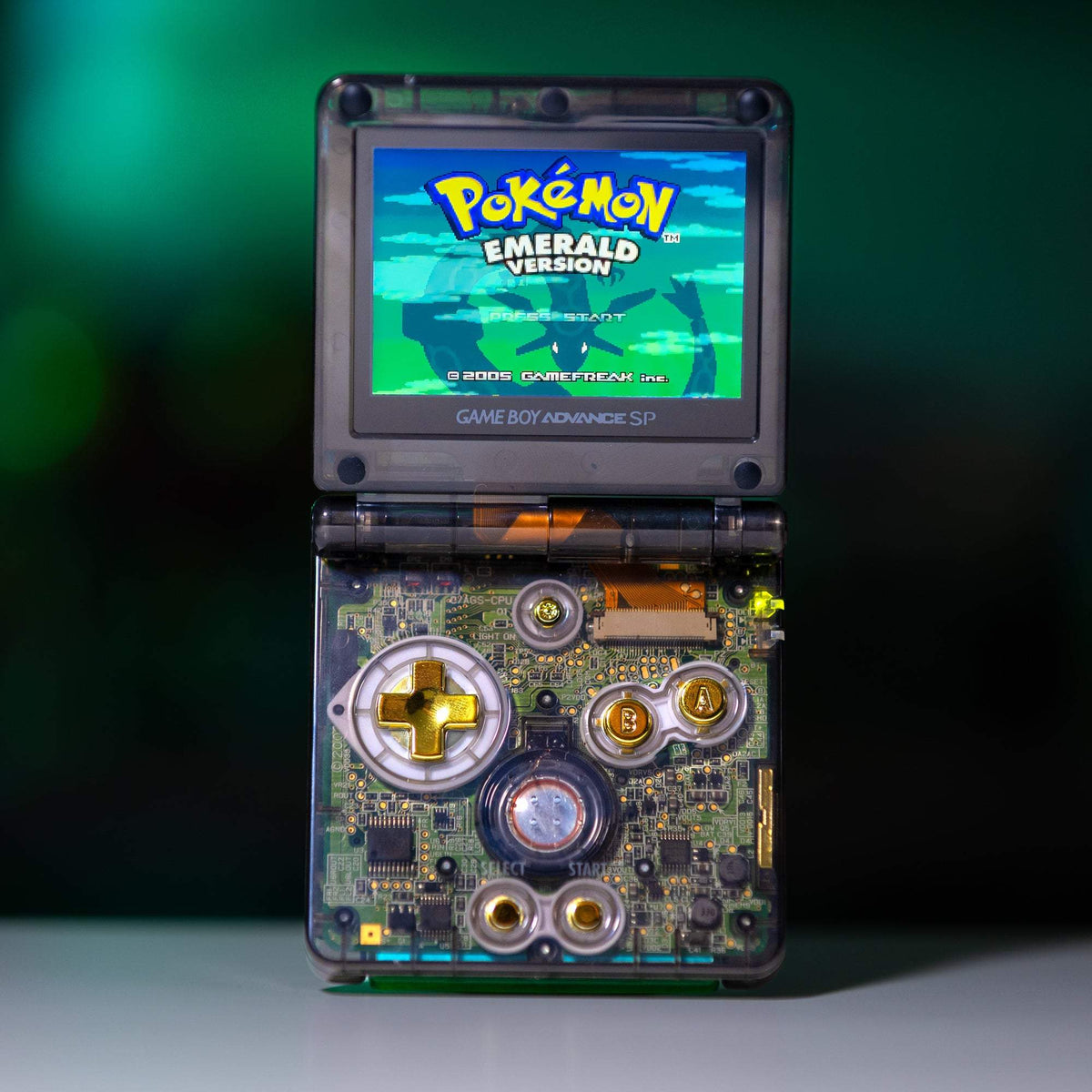 Game Boy Advance SP with Dark Rayquaza custom design and IPS V5 backlit display