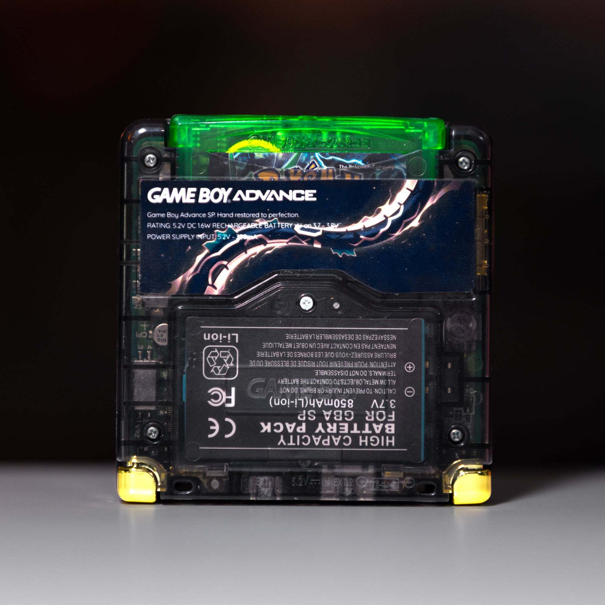Game Boy Advance SP with Dark Rayquaza custom design and IPS display