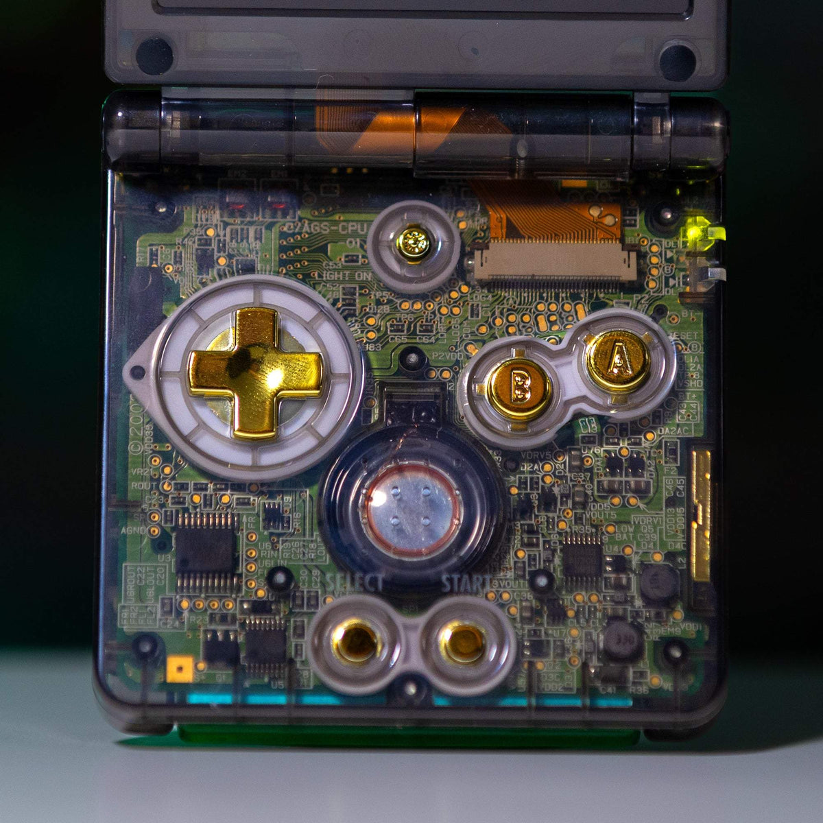 Game Boy Advance SP with Dark Rayquaza custom design and IPS V5 backlit display