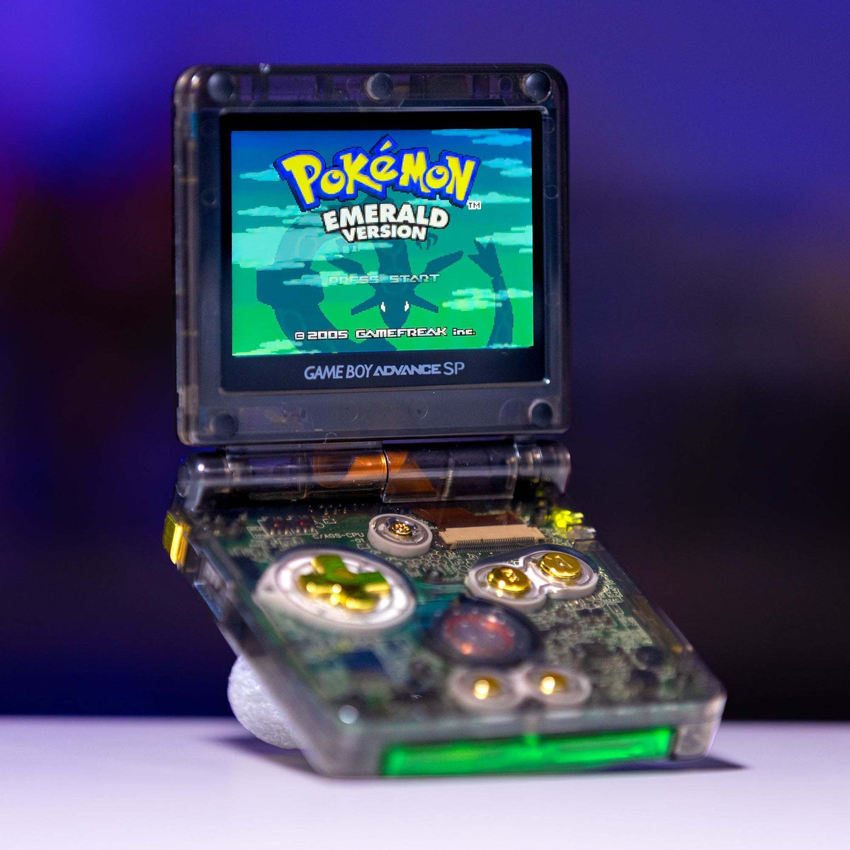 Game Boy Advance SP with Dark Rayquaza custom design and IPS V5 backlit display