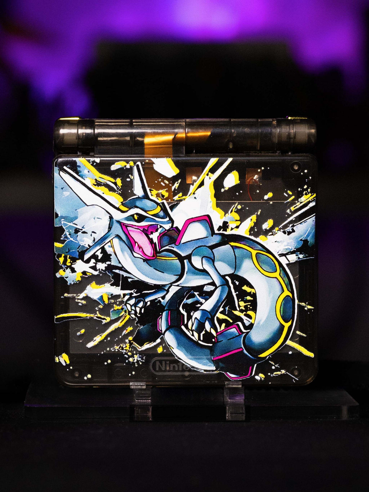Game Boy Advance SP with Dark Rayquaza custom design and IPS V5 screen