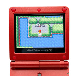 Game Boy Advance SP Groudon Edition with red shell and IPS V5 screen