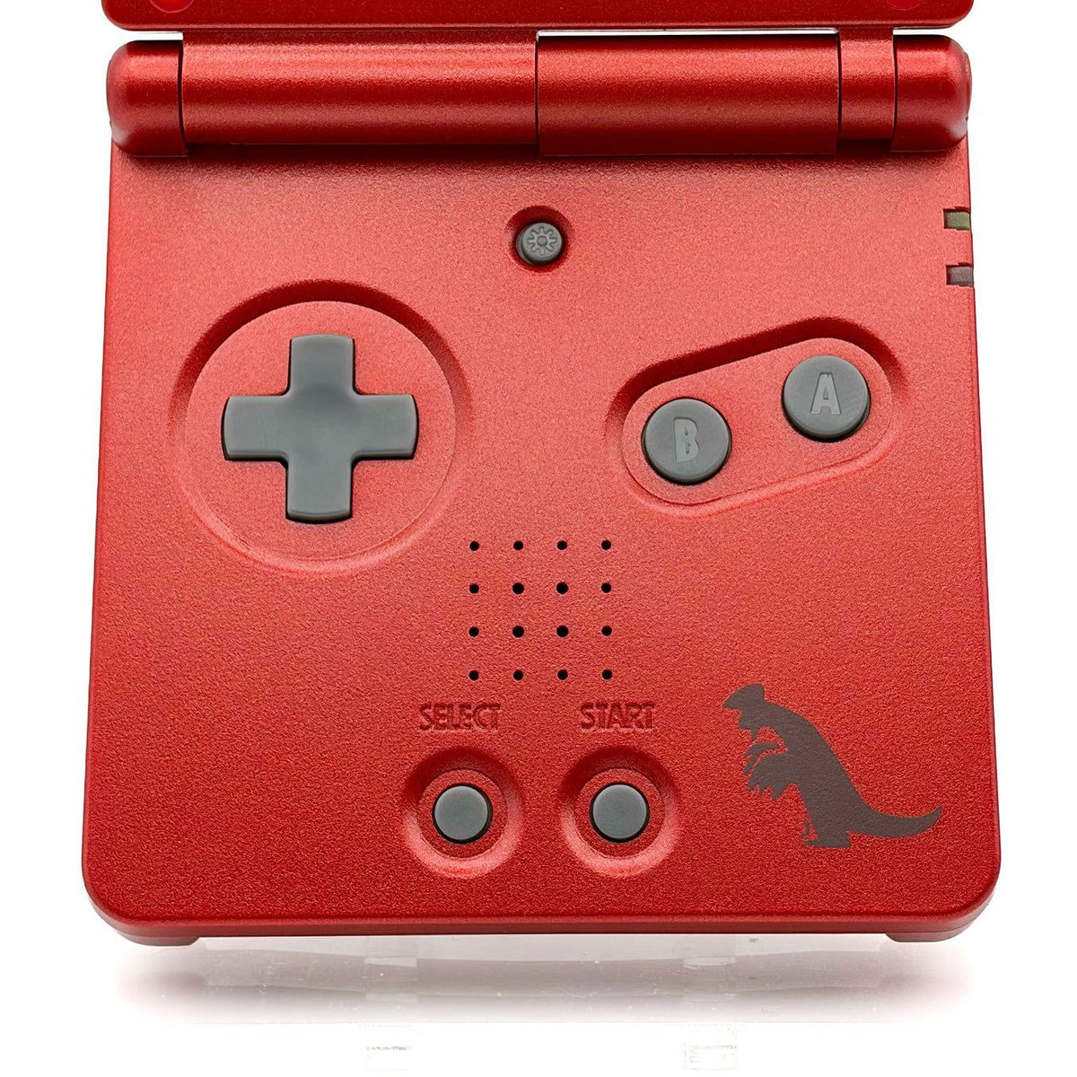 Game Boy Advance SP Groudon Edition with volcanic red shell and IPS V5 screen