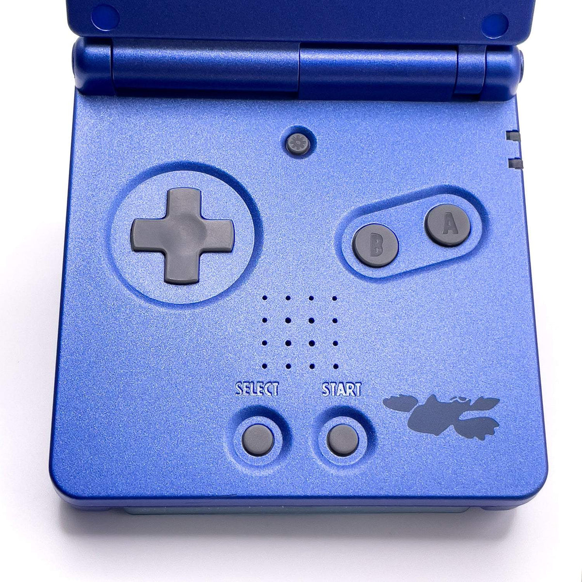 Game Boy Advance SP Kyogre Edition with ocean blue shell and IPS V5 screen