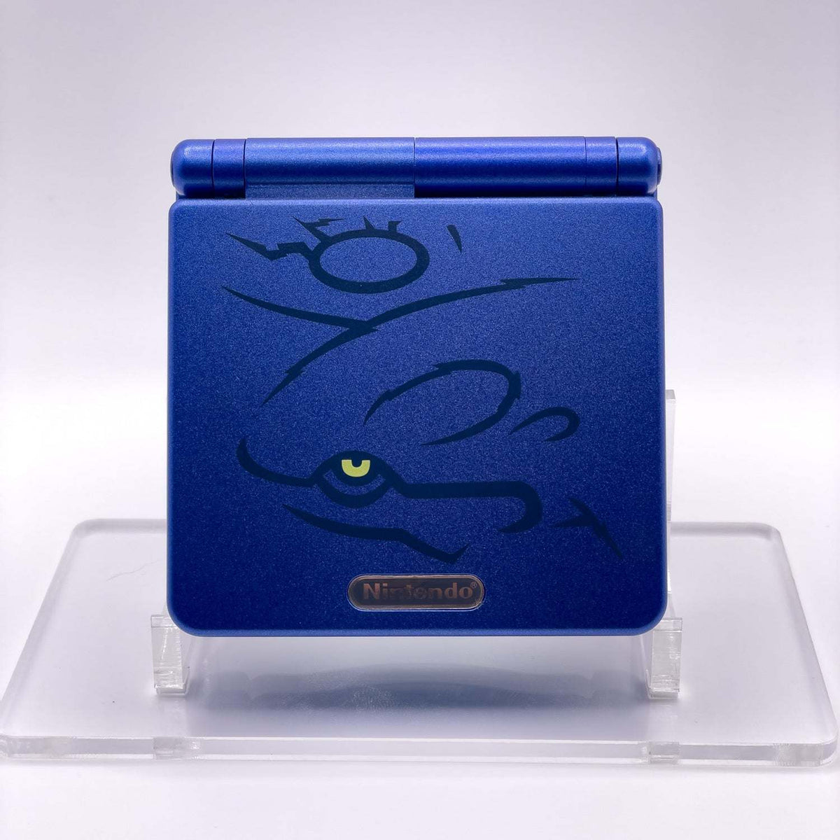 Refurbished Game Boy Advance SP Kyogre Edition with ocean blue shell and IPS V5 screen