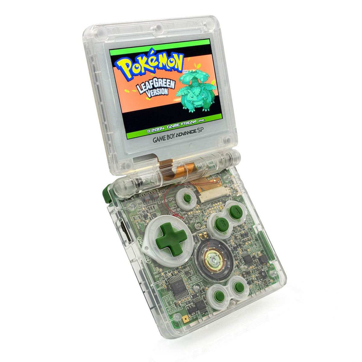 Game Boy Advance SP Legendary Beasts Edition with Johto-inspired artwork and IPS V5 display