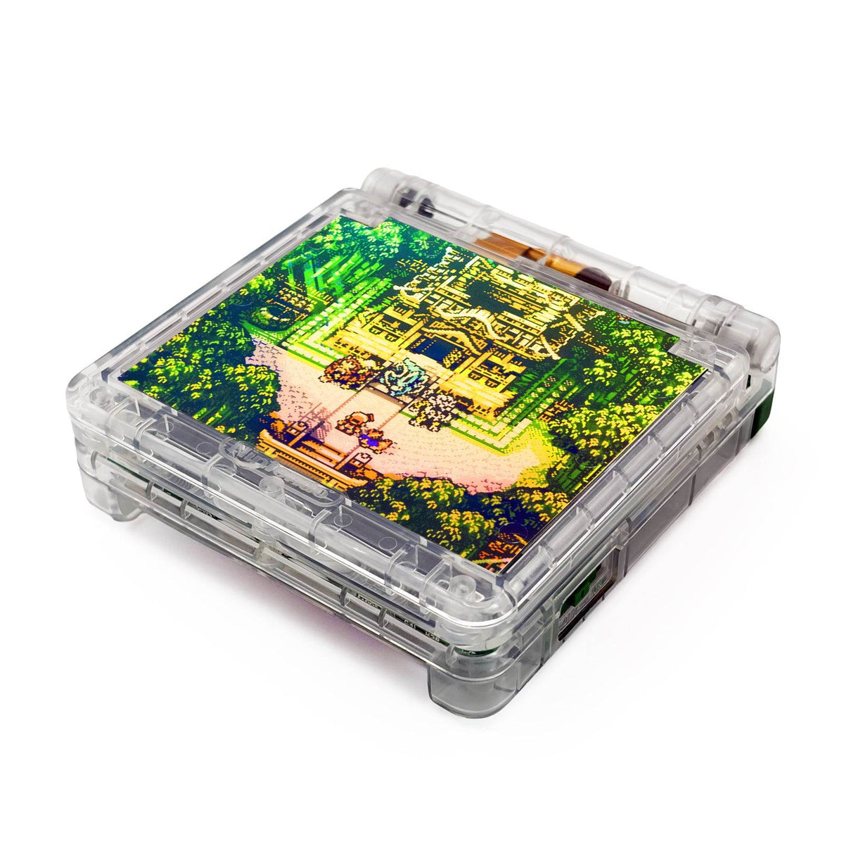 Game Boy Advance SP Legendary Beasts Edition with Johto-inspired artwork and IPS V5 display