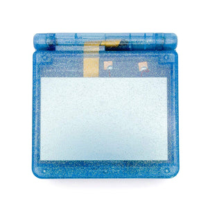Game Boy Advance SP Liquid Crystal Edition with transparent blue glitter shell
