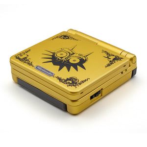 Game Boy Advance SP Majora's Mask Edition with gold shell and IPS V5 screen