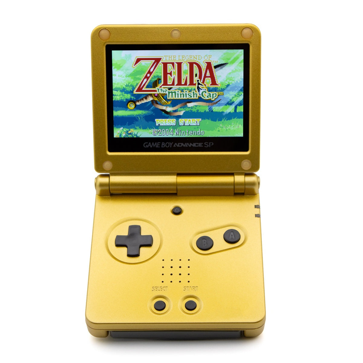 Gold Majora’s Mask Edition Game Boy Advance SP with IPS screen