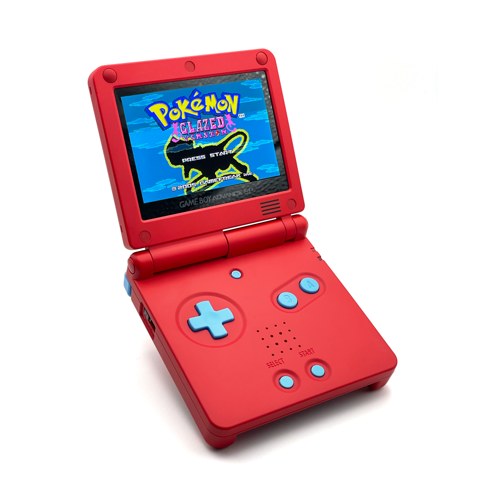 Game Boy Advance SP Pokedex Edition red shell with IPS V5 screen