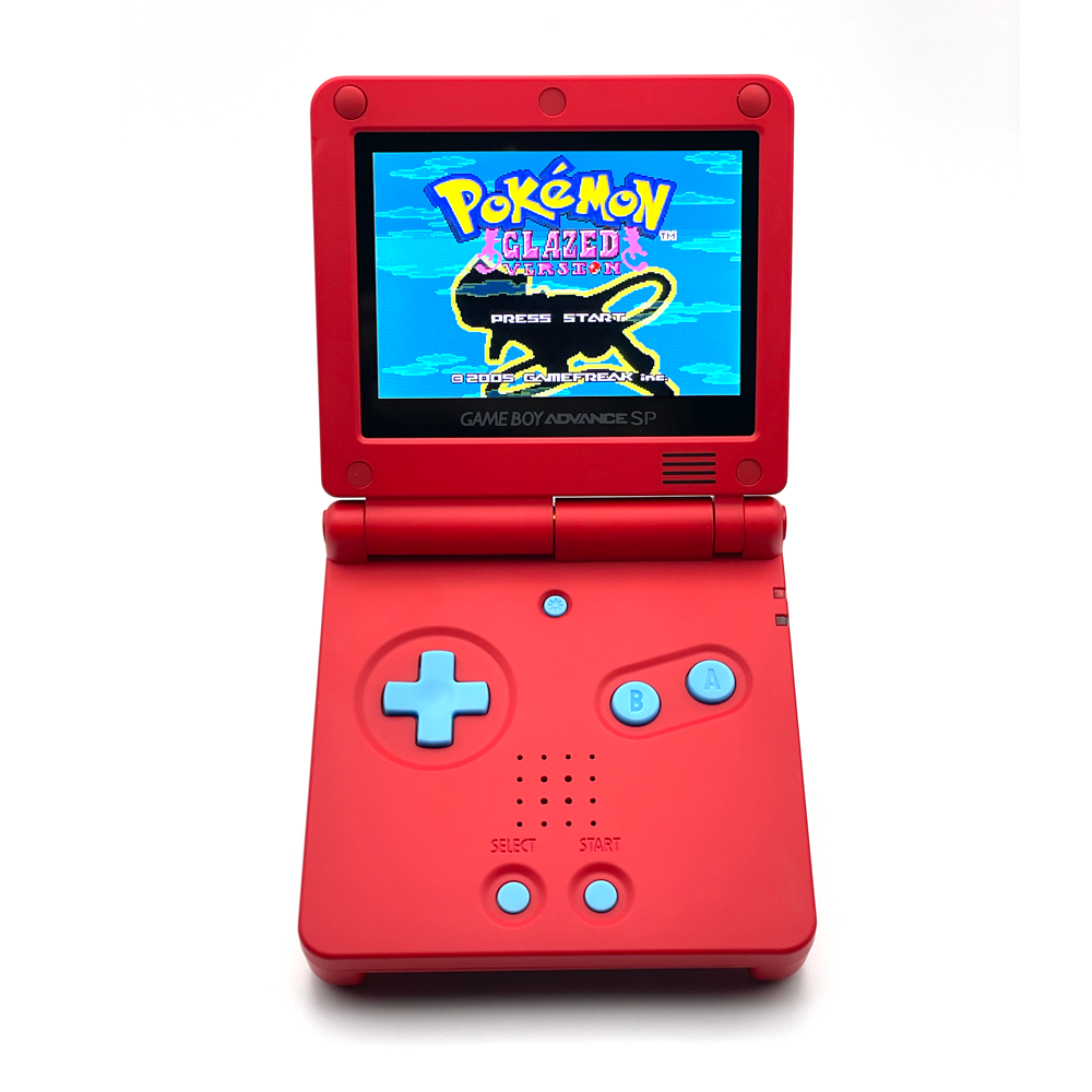 Refurbished Game Boy Advance SP Pokedex Edition with red shell and IPS V5 screen