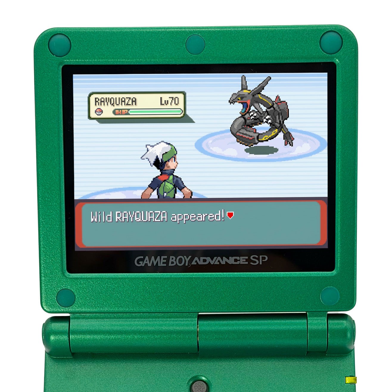 Game Boy Advance SP Rayquaza Edition with upgraded IPS screen