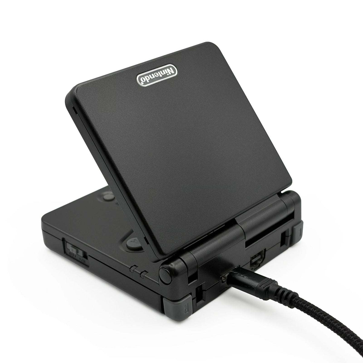 Game Boy Advance SP Stealth Black Edition handheld console with IPS V5 display