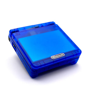 Transparent blue Game Boy Advance SP with IPS V5 display