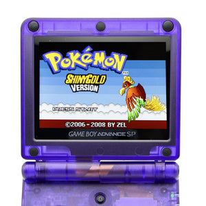 Transparent purple Game Boy Advance SP with IPS V5 display