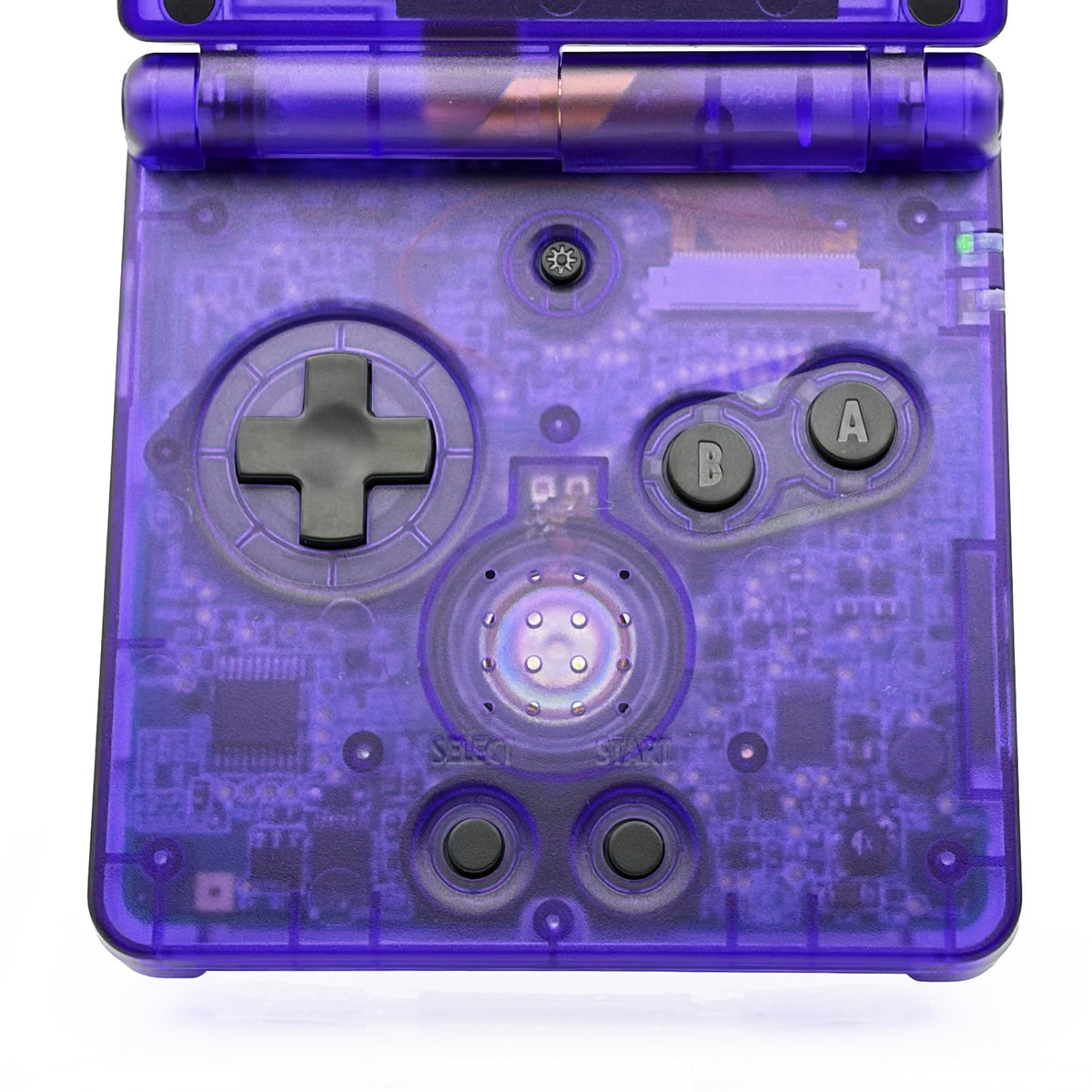 Transparent purple Game Boy Advance SP with IPS V5 screen