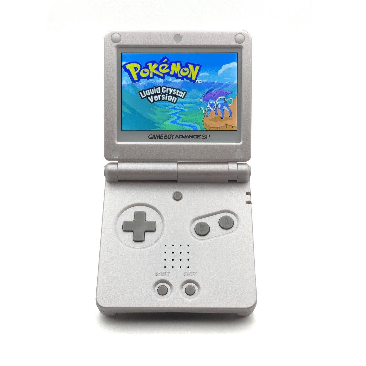 White Game Boy Advance SP with IPS V5 backlit screen