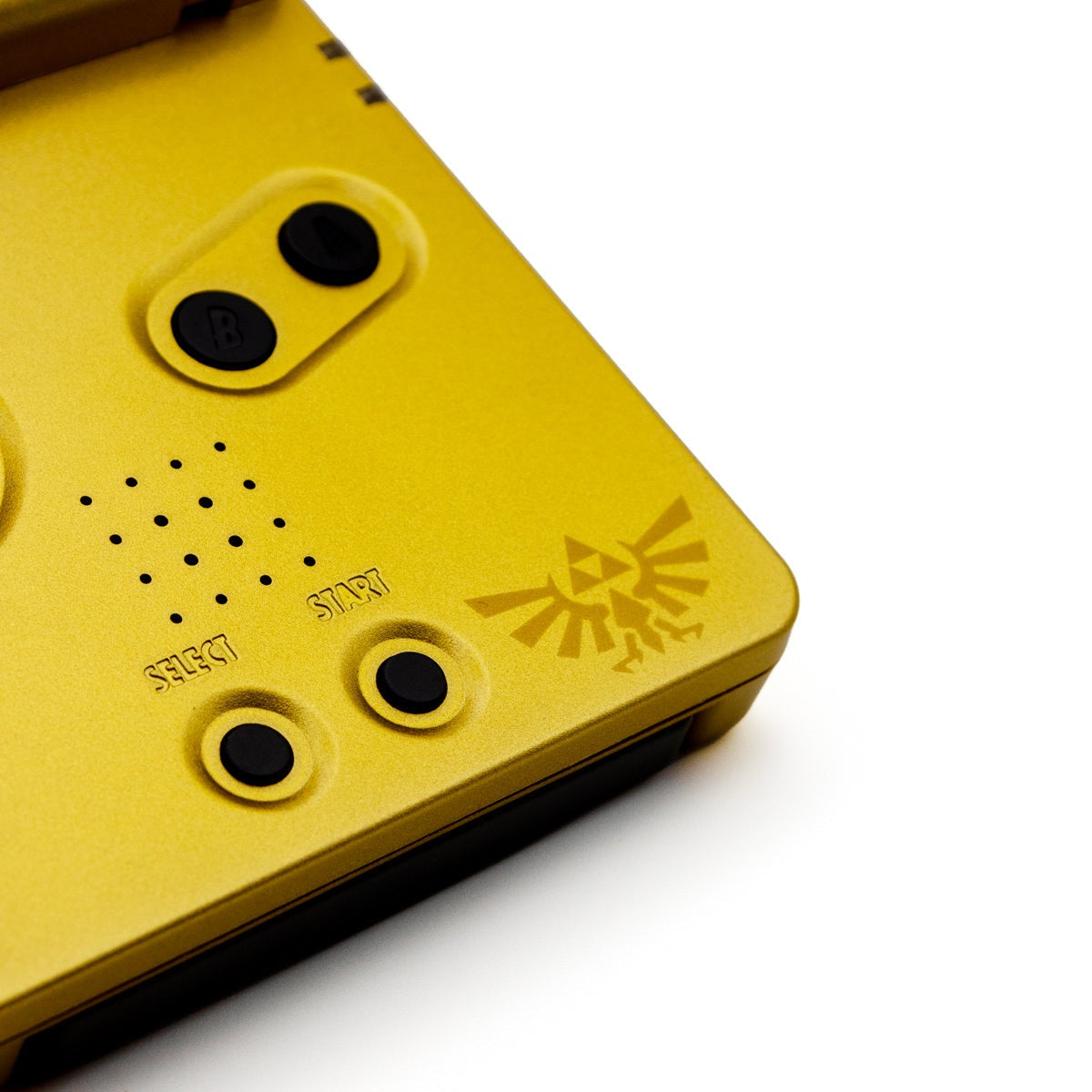 Refurbished Game Boy Advance SP Zelda Triforce Edition with gold shell and IPS V5 screen