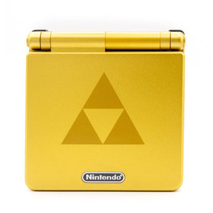 Refurbished Game Boy Advance SP Zelda Triforce Edition gold shell with IPS V5 screen